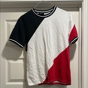 Forever 21 Men’s Tri-Tone Short Sleeve Tee - Black, White, Red